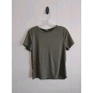 Olivia Rae | Olive Green Ribbed Stretch Short Sleeve Tee Size Large